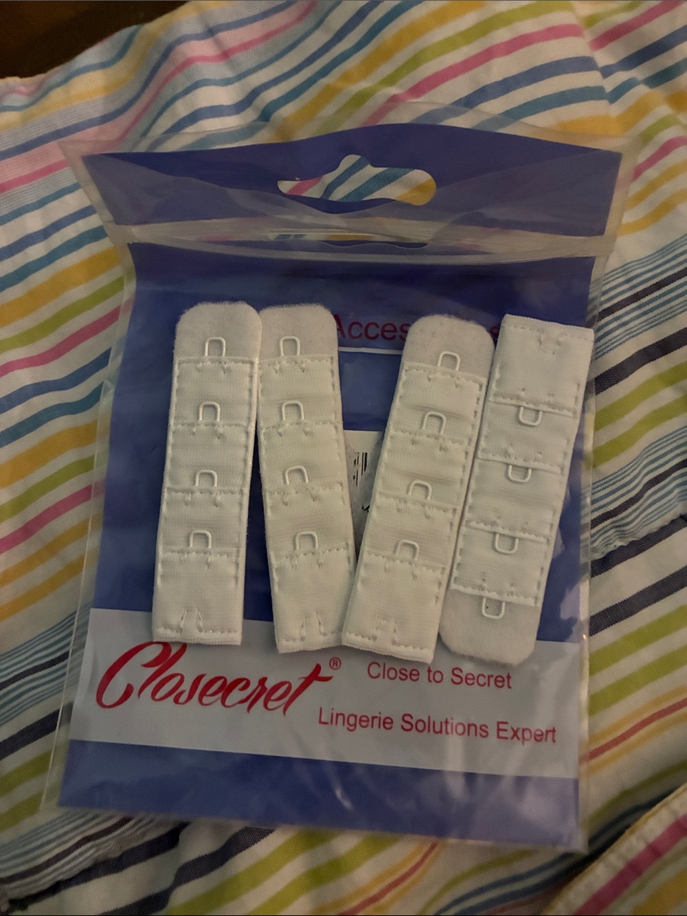 4pc Closecret White Bra Lingerie Extender Set Single Hook